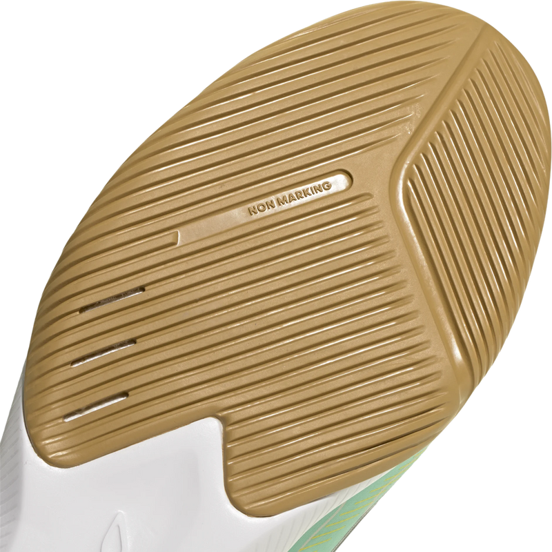 F50 Hyperfast League Indoor, Adidas F50 Hyperfast League Indoor in Pulse Mint Night Navy Solar Lemon sole detail non marking