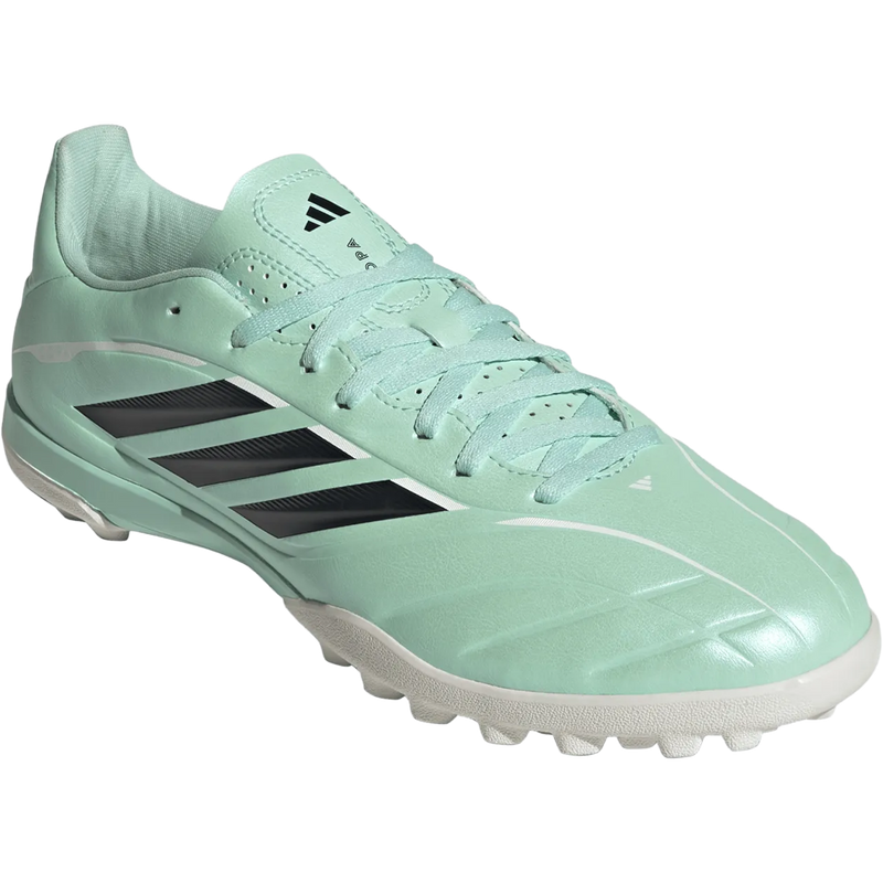 Copa Pure IV Club TF, Adidas Copa Pure IV Club TF in Clear Mint Core Black Cloud White angled view