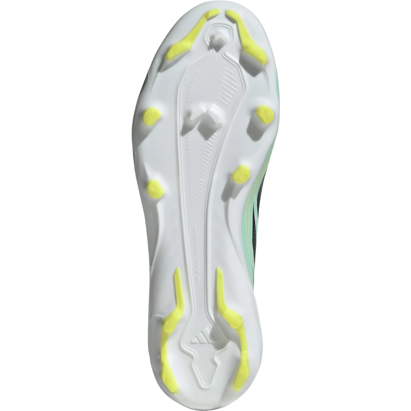 Youth F50 Hyperfast League FG, Adidas Youth F50 Hyperfast League FG in Pulse Mint Night Navy Solar Lemon cleat detail