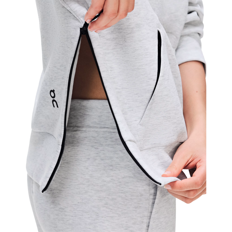 Women's Focus Tech Hoodie, On Women's Focus Tech Hoodie  in Crater side zipper detail
