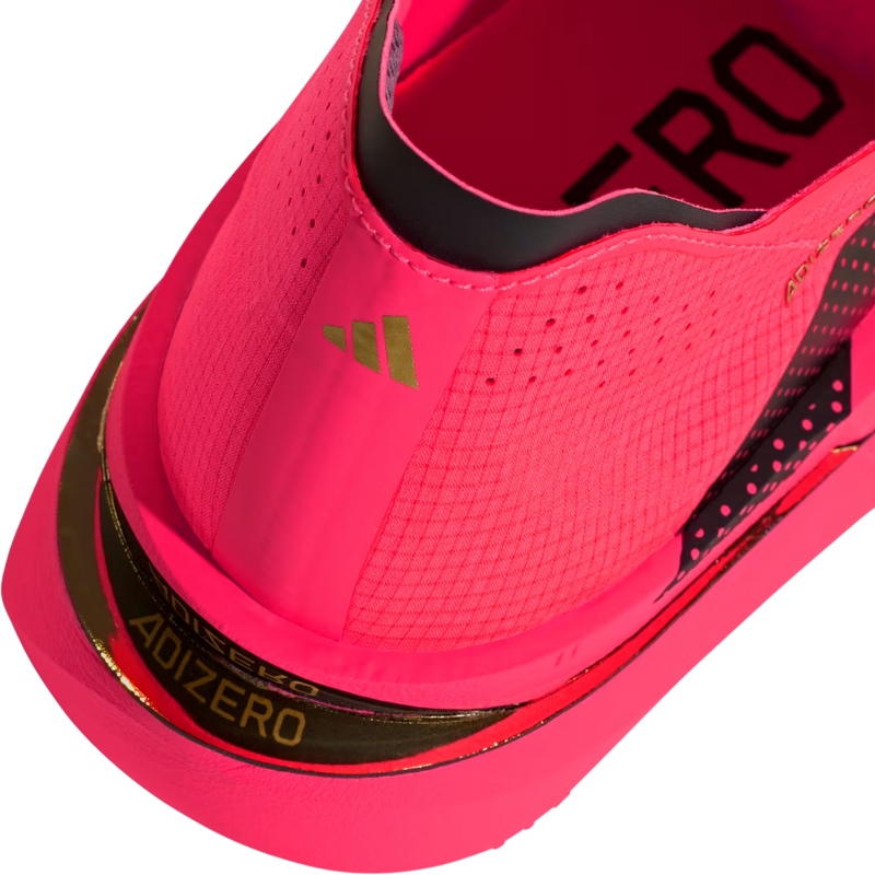 Men's Adizero Adios Pro 5, Adidas Men's Adizero Adios Pro 5 in Solar Turbo/Core Black heel
