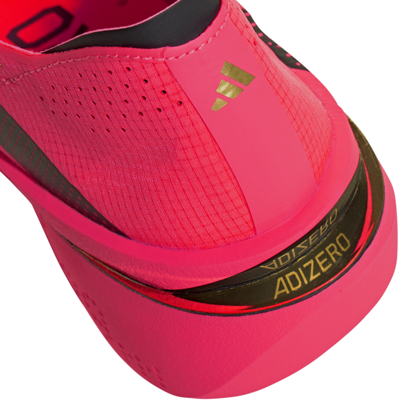 Women's Adizero Adios Pro 5, Adidas Women's Adizero Adios Pro 5 in Solar Turbo/Core Black heel