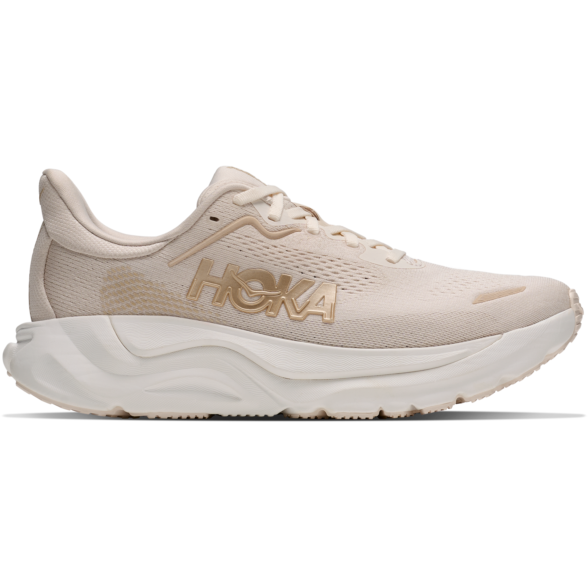 Hoka Women's Arahi 9 in ALK-Alabaster/Oat Milk right proifle