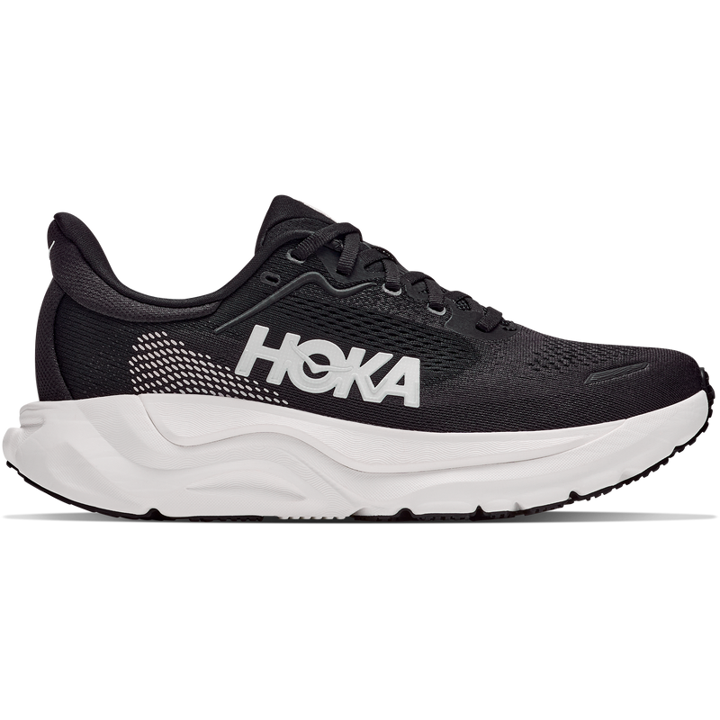 Hoka Women's Arahi 9 in BWHT Black/White right profile