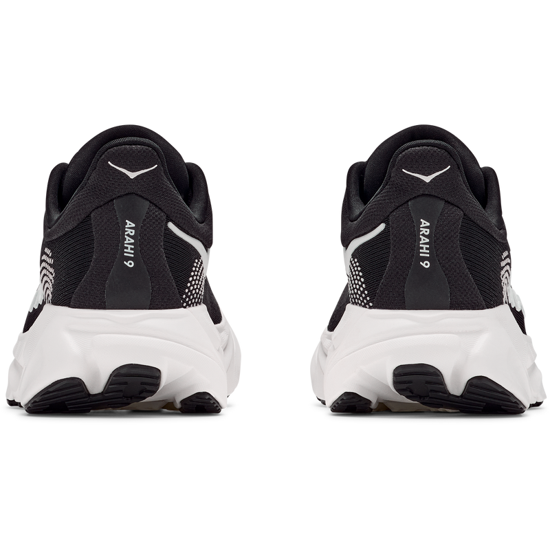 Hoka Women's Arahi 9 in BWHT Black/White pair back