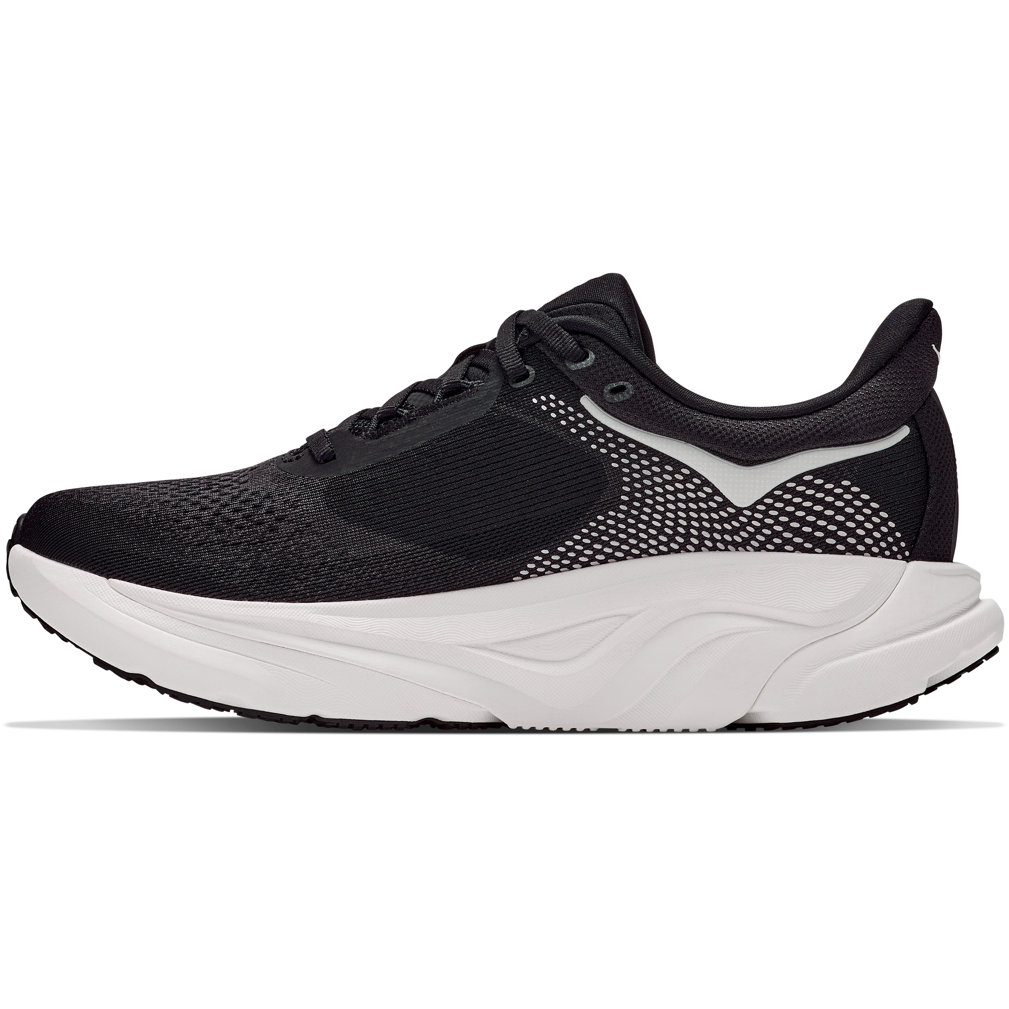 Hoka Women's Arahi 9 in BWHT Black/White inside profile