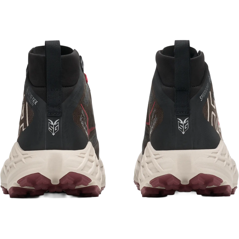 Speedgoat 7 Hike GTX, Hoka Speedgoat 7 Hike GTX in Spiced Chocolate River Rock Grey heel view