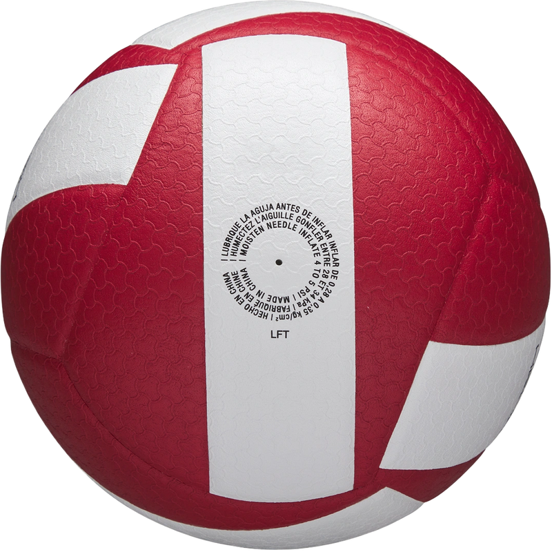 Helix Volleyball, Wilson Helix Volleyball in Red White with pin hole pump detail