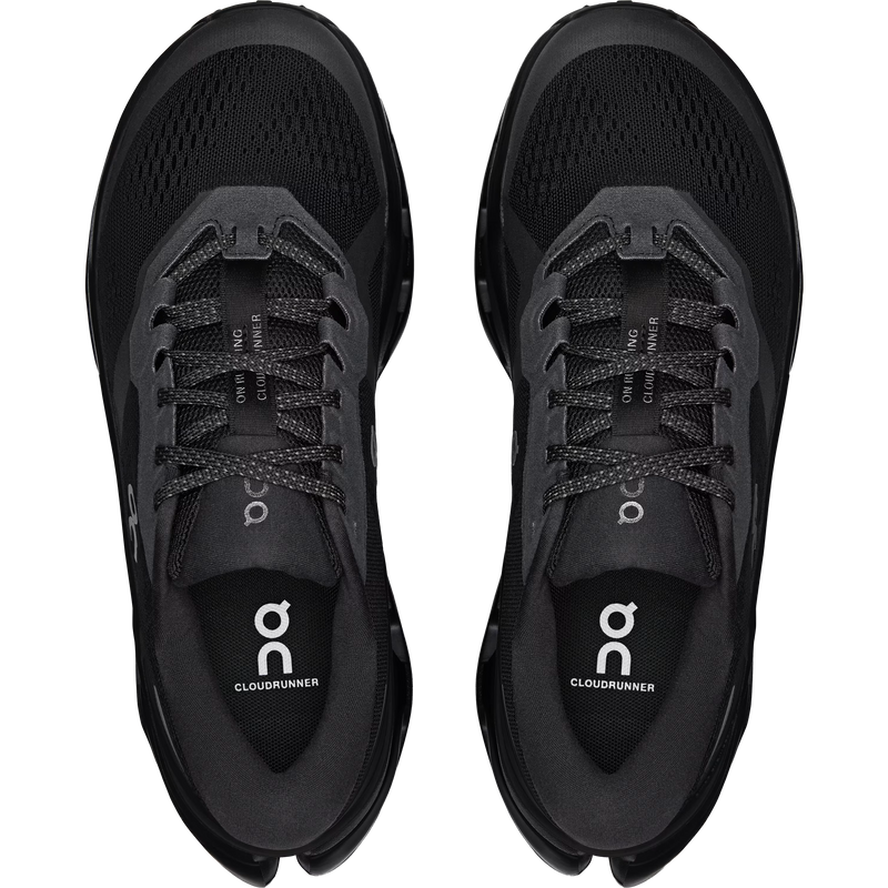 Men's Cloudrunner 3, On Men's Cloudrunner 3 in Black/Black pair top