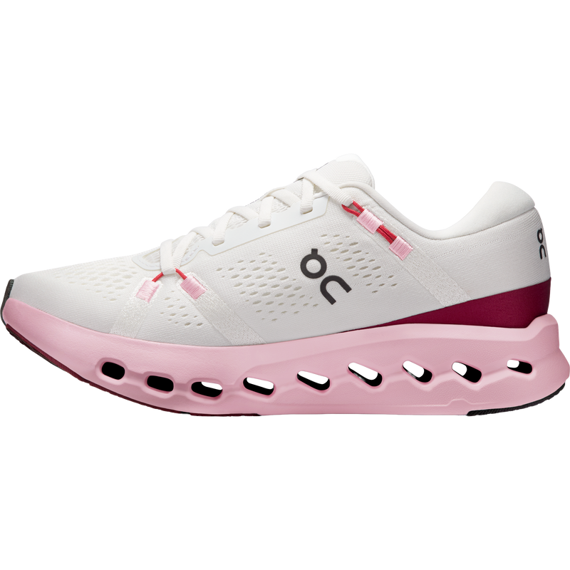 Women's Cloudsurfer 2, On Running Women's Cloudsurfer 2 in Ivory/Peony inside profile of right shoe