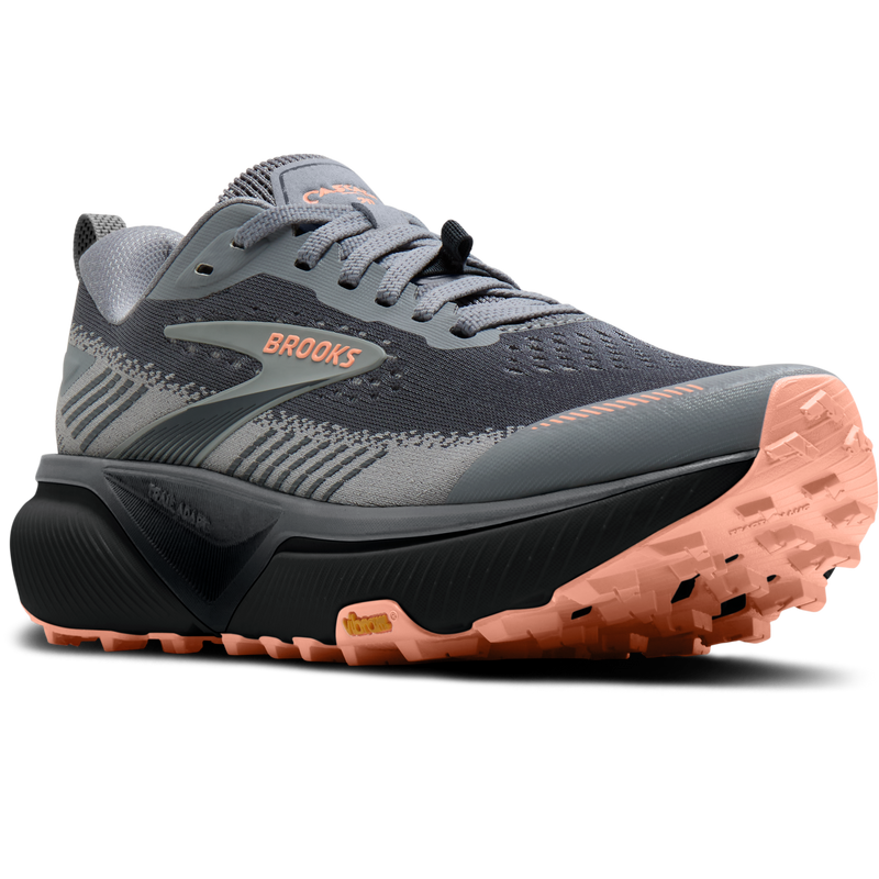 Women's Cascadia 20, Brooks Women's Cascadia 20 in 038 Grey Grey Peach right front