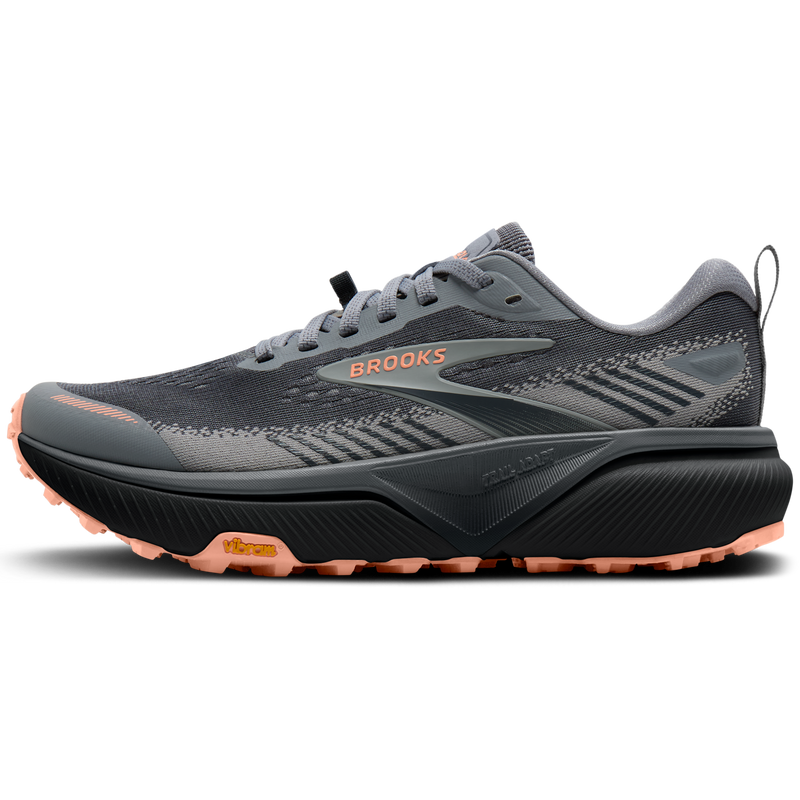 Women's Cascadia 20, Brooks Women's Cascadia 20 in 038 Grey Grey Peach left profile