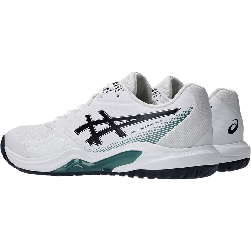 Men's GEL-Dedicate 9, Asics GEL-Dedicate 9 in 101-White/Midnight pair left