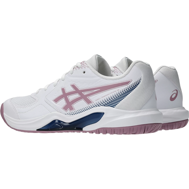 Women's GEL-DEDICATE 9, Asics Women's GEL-DEDICATE 9 in White Taro Purple side by side left facing