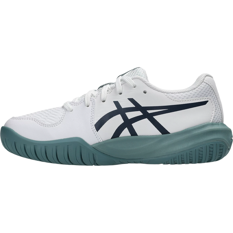 Youth GEL-RESOLUTION X GS, Asics Youth GEL-RESOLUTION X GS in White Midnight medial left facing
