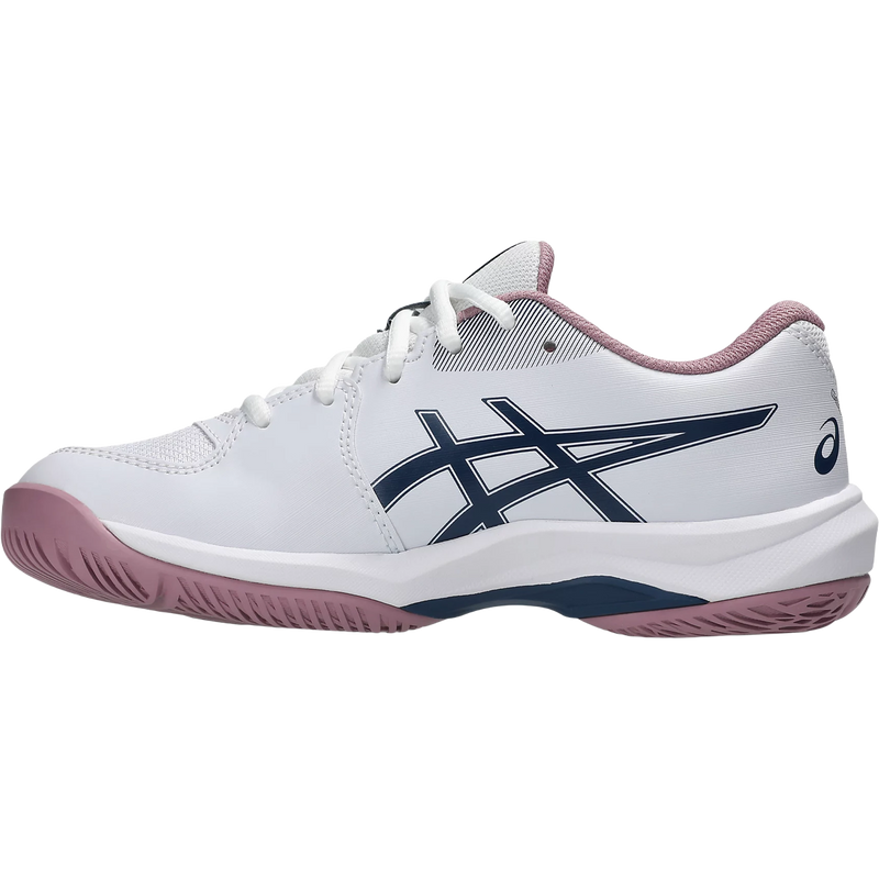 Youth GEL-GAME GS, Asics Youth GEL-GAME Grade School in White Independence Blue left facing medial view