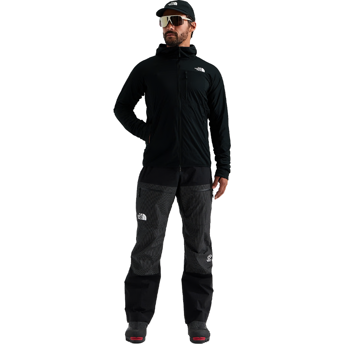 The North Face Men's Summit Futurefleece Overlay Hoodie in TNF Black full body view on model