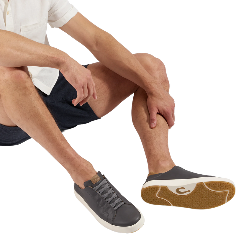 Men's Lae'ahi Li Nolu, Olukai Men's Lae'ahi Li Nolu in Rock Tan on model with top and bottom view