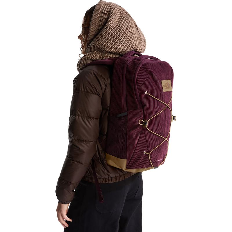 Jester Pro, The North Face Jester Pro in ZS1-Deep Burgundy/Leather Brown on model