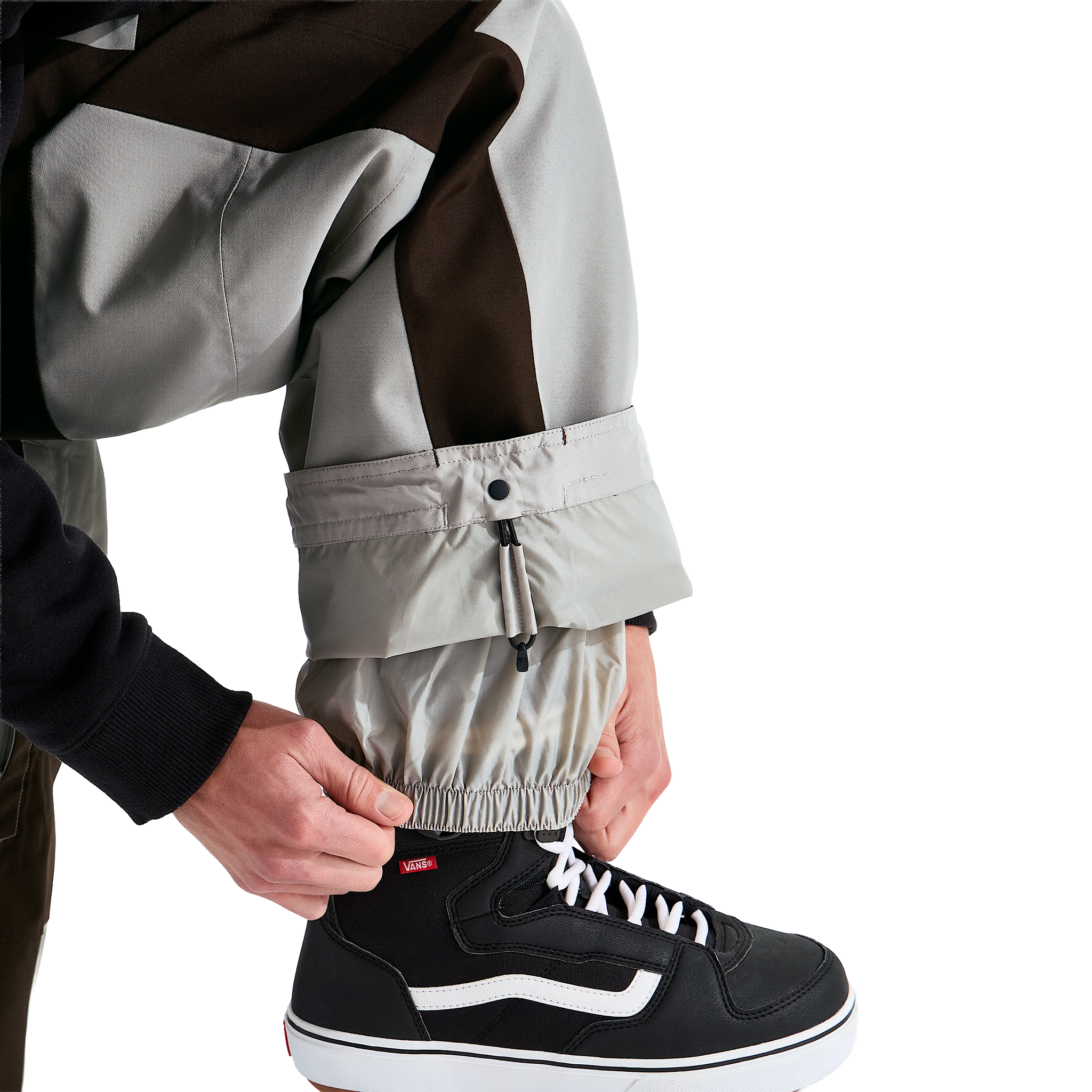 The North Face Men's GTX Hex Pant in SM6 Stone Slab front cuff powder skirt