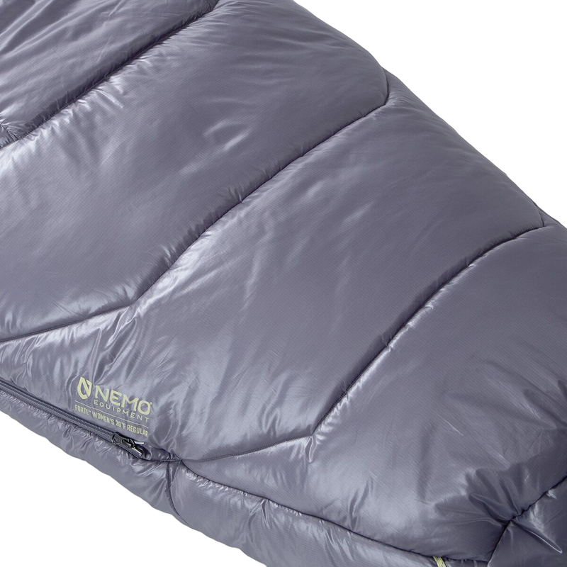 Women's Forte 20 Long Endless Promise, Nemo Women's Forte 20 Long Endless Promise in Quicksliver Aluminum bottom of zipper