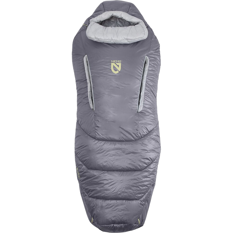 Women's Forte 20 Long Endless Promise, Nemo Women's Forte 20 Long Endless Promise in Quicksliver Aluminum baffles unzipped