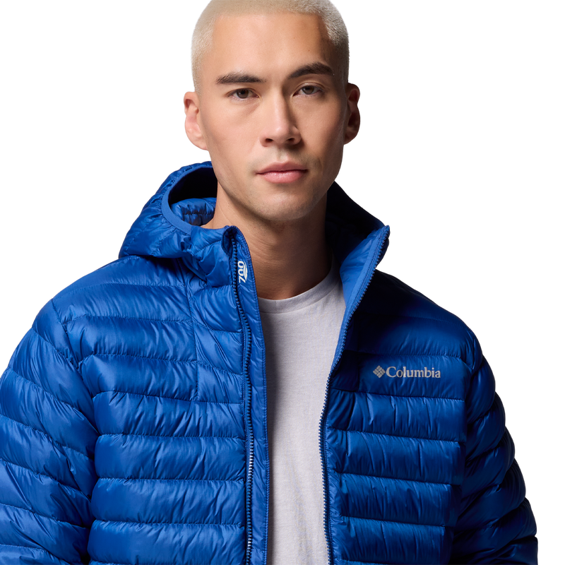 Men's Corelite Down Hooded Jacket, Columbia Men's Corelite Down Hooded Jacket front zipper