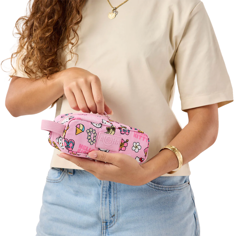 Hawaii Kawaii Icons Pencil Case, ALOHA Collection Hawaii Kawaii Icons Pencil Case in Black/Pink with model