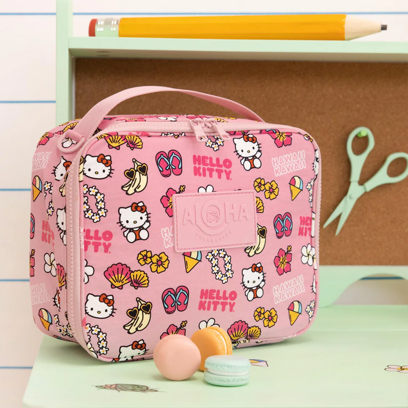 Hawaii Kawaii Icons Lunch Box, ALOHA Collection Hawaii Kawaii Icons Lunch Box in Black/Pink