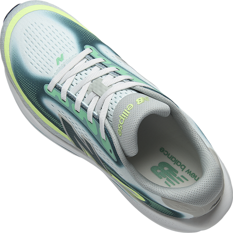 Women's Ellipse, New Balance Women's Ellipse v1 in 13W-Deep End/Medusa Green top of left shoe