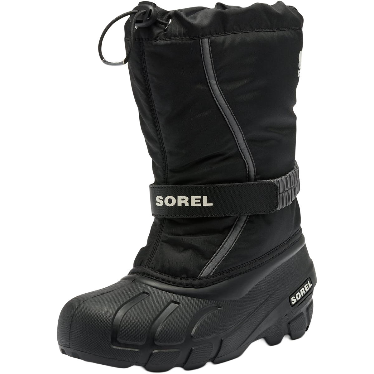 Sorel Little Kids Flurry in Black Sea Salt left facing angled