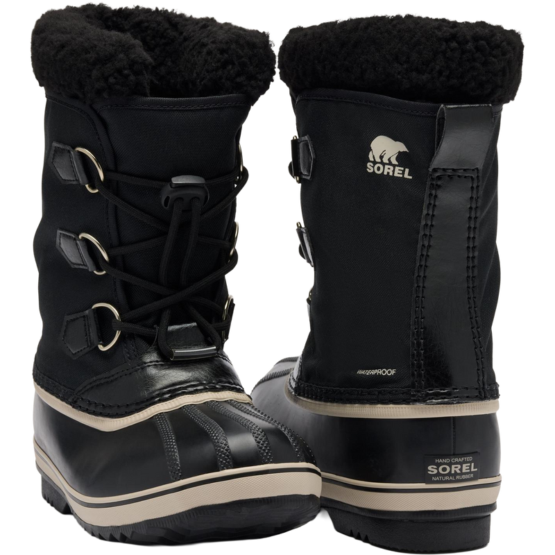 Sorel Big Kids Yoot Pac Nylon in Black Black front and back logo detail