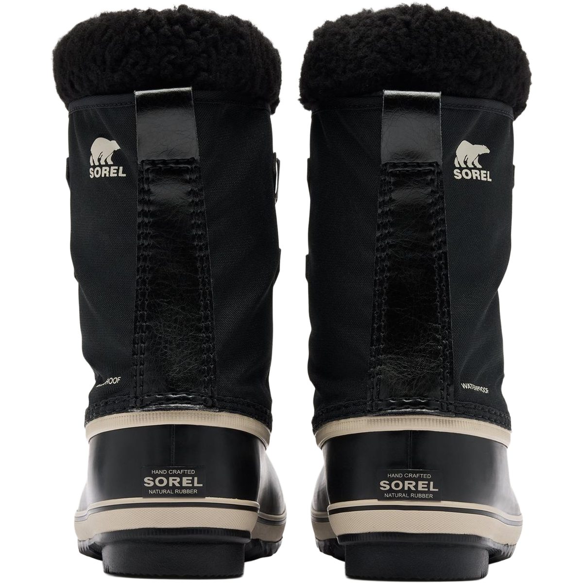 Sorel Big Kids Yoot Pac Nylon in Black Black back view with logo detail