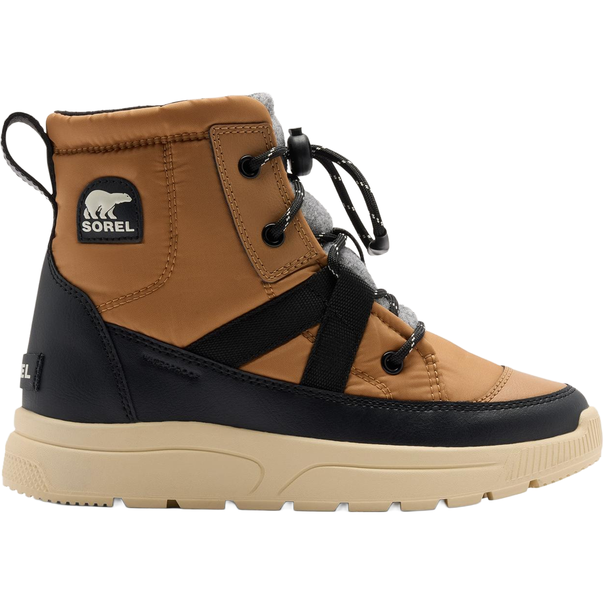 Sorel Big Kids Whitney III Mid Winter Boot in Tawny Buff Bleached Ceramic