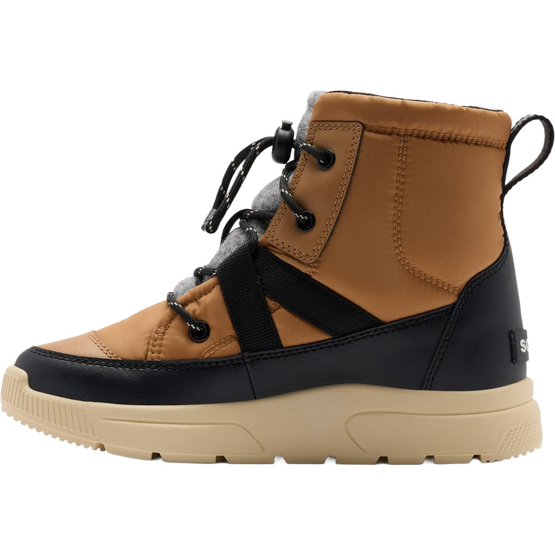 Sorel Big Kids Whitney III Mid Winter Boot in Tawny Buff Bleached Ceramic left facing