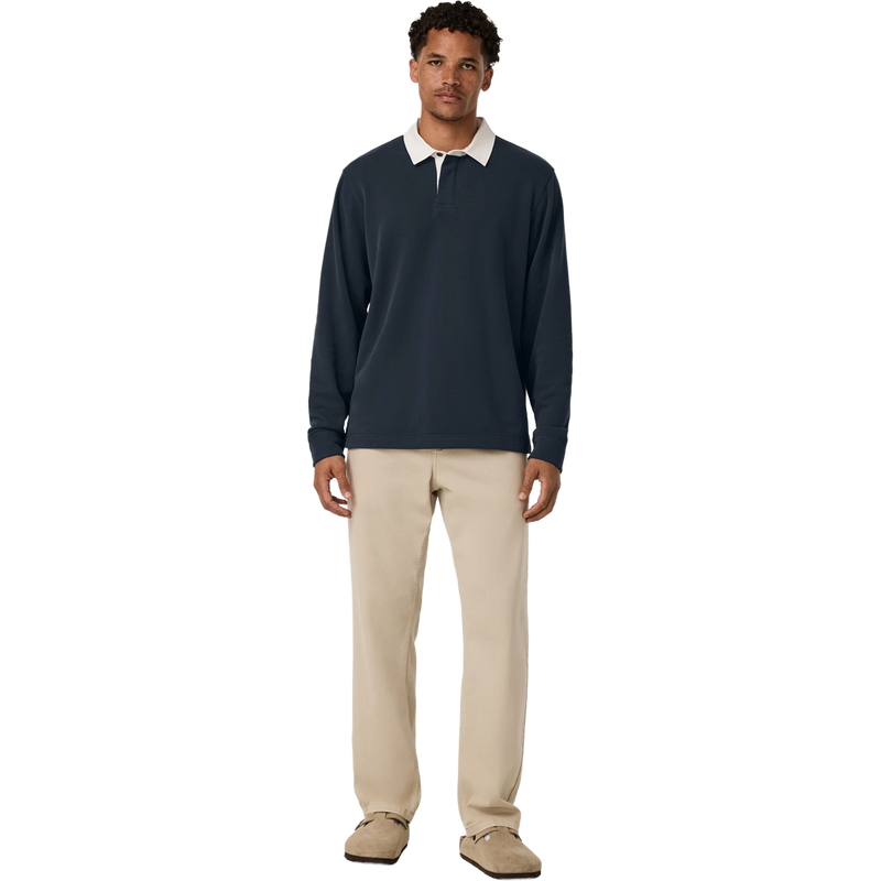 Men's Long Sleeve Cypress Rugby, Vuori Men's Long Sleeve Cypress Rugby in Navy full body view on model