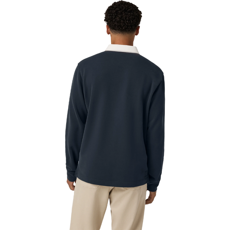 Men's Long Sleeve Cypress Rugby, Vuori Men's Long Sleeve Cypress Rugby in Navy back view on model