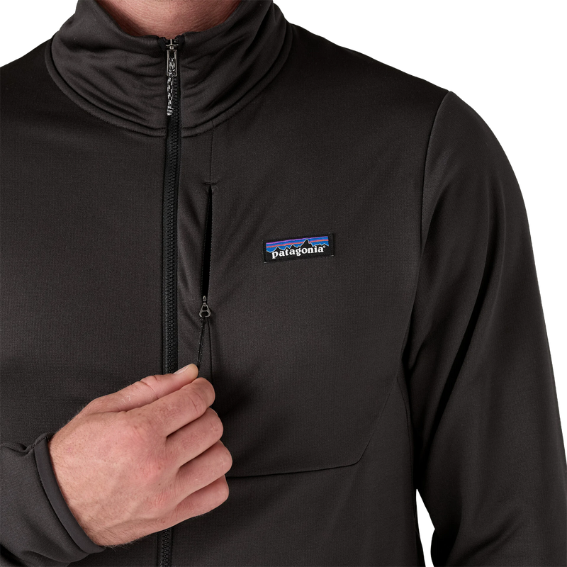 Men's R1 Thermal Jacket, Patagonia Men's R1 Thermal Jacket in BLK Black front pocket