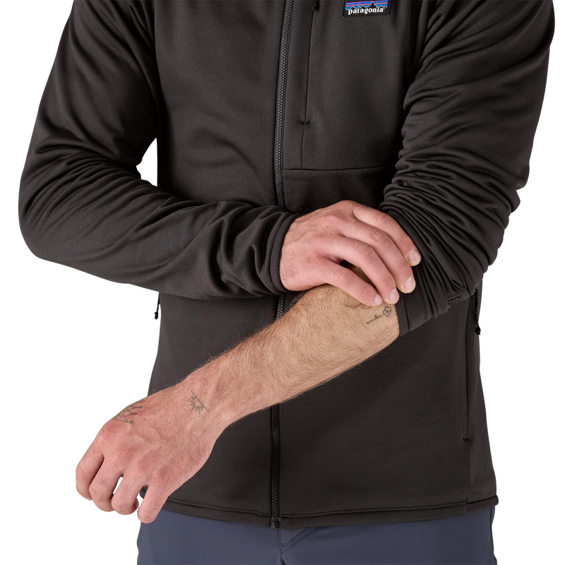 Men's R1 Thermal Jacket, Patagonia Men's R1 Thermal Jacket in BLK Black sleeves