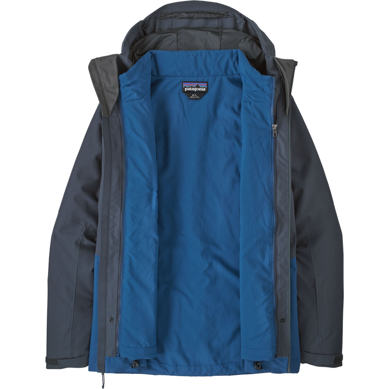 Men's 3-in-1 Powder Town Jacket, Patagonia Men's 3-in-1 Powder Town Jacket in CLMB Clement Blue zipper open