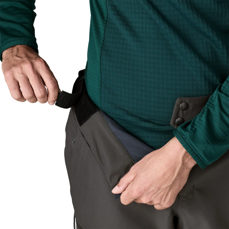 Men's Powder Town Pants, Patagonia Men's Powder Town Pants in BLK Black waist adjustment tab