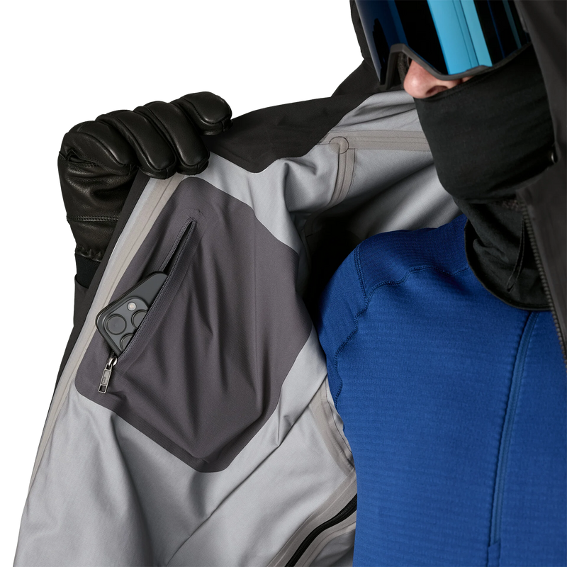Men's Stormstride Jacket, Patagonia Men's Stormstride Jacket in BLK Black right inner pocket