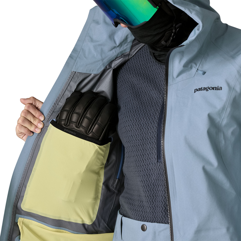 Women's PowSlayer Gore-Tex Jacket, Patagonia Women's PowSlayer Gore-Tex Jacket in BNLB-Barnacle Blue inside right pocket