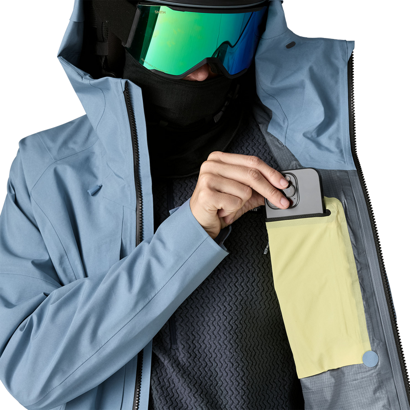 Women's PowSlayer Gore-Tex Jacket, Patagonia Women's PowSlayer Gore-Tex Jacket in BNLB-Barnacle Blue inside left pocket