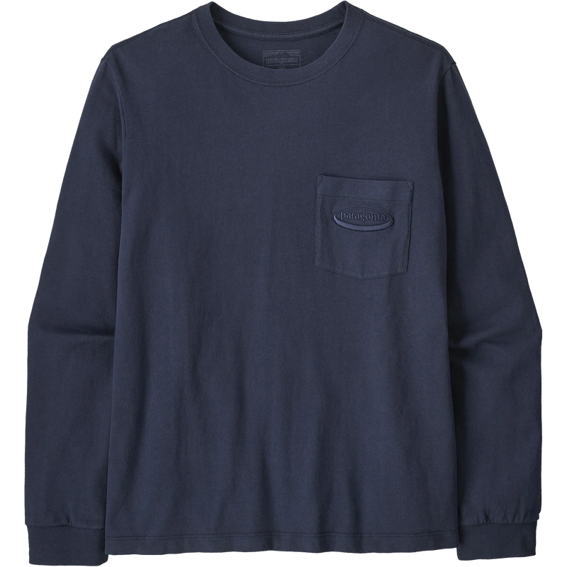 Patagonia Men's Longsleeve Midweight '95 Oval Logo Pocket Tee in New Navy
