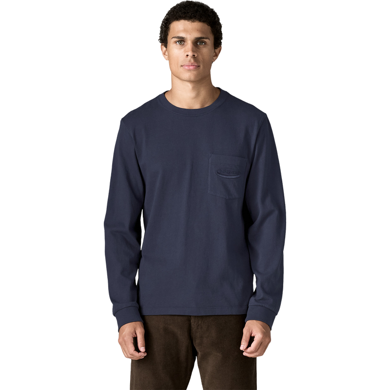 Patagonia Men's Longsleeve Midweight '95 Oval Logo Pocket Tee Front on Model