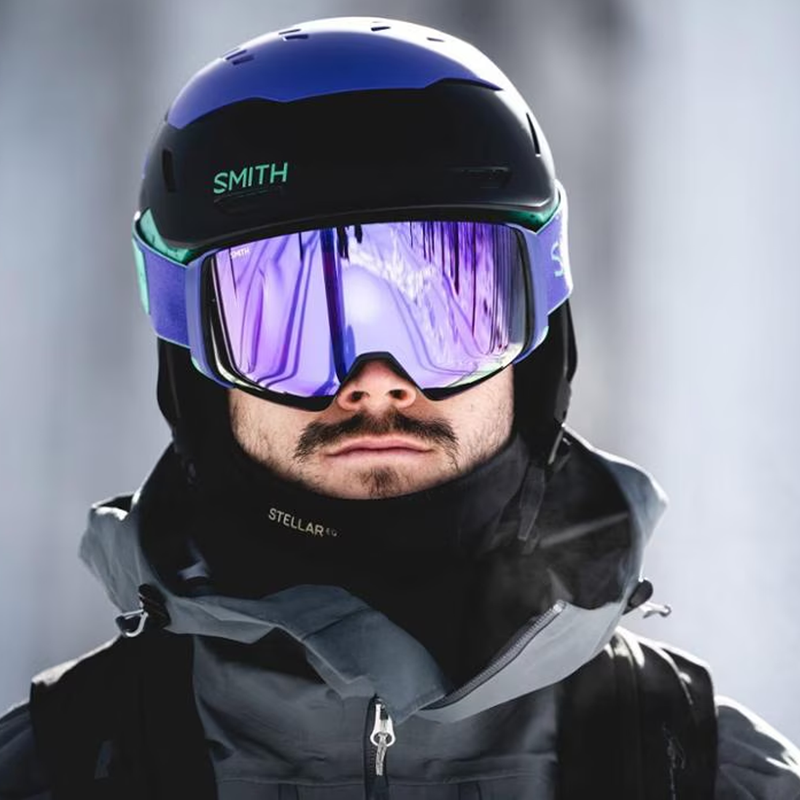 4D MAG S Clear Replacement Lens, Smith Sport Optics 4D MAG S Goggle with helmet on rider