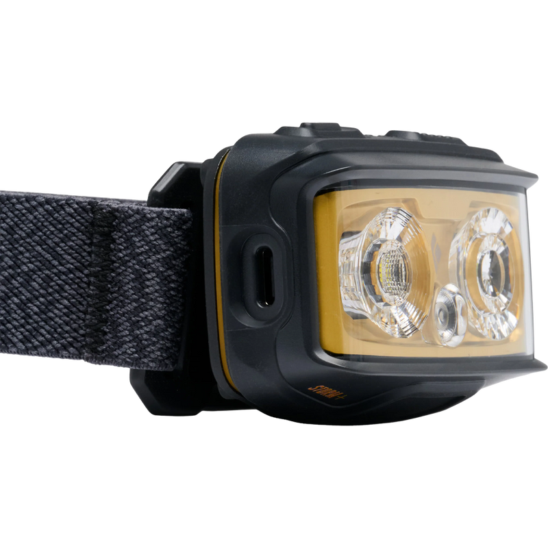 Storm+ Headlamp, Black Diamond Storm+ Headlamp in Black lateral view with usb-c detail