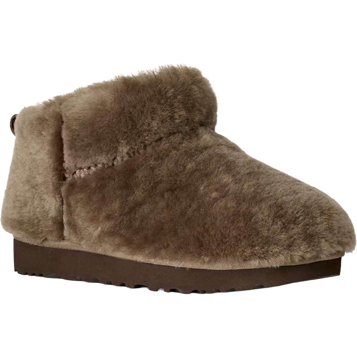 UGG Women's Classic Ultra Mini Fluffed in Light Bronze angled