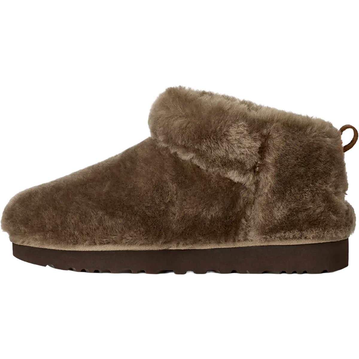 UGG Women's Classic Ultra Mini Fluffed in Light Bronze left facing